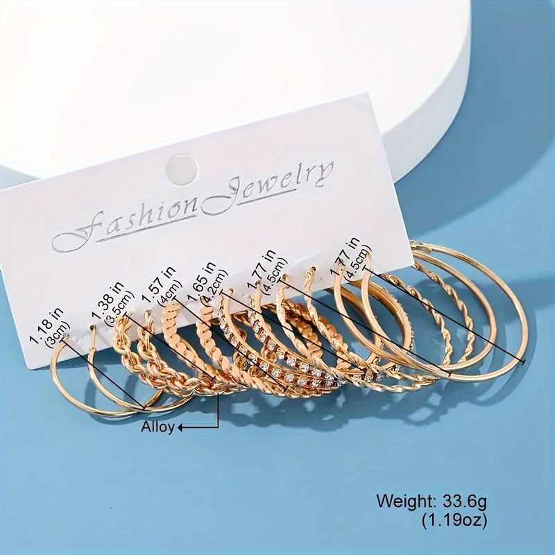 36pc Hoop Earrings for Women with Rhinestone Accents